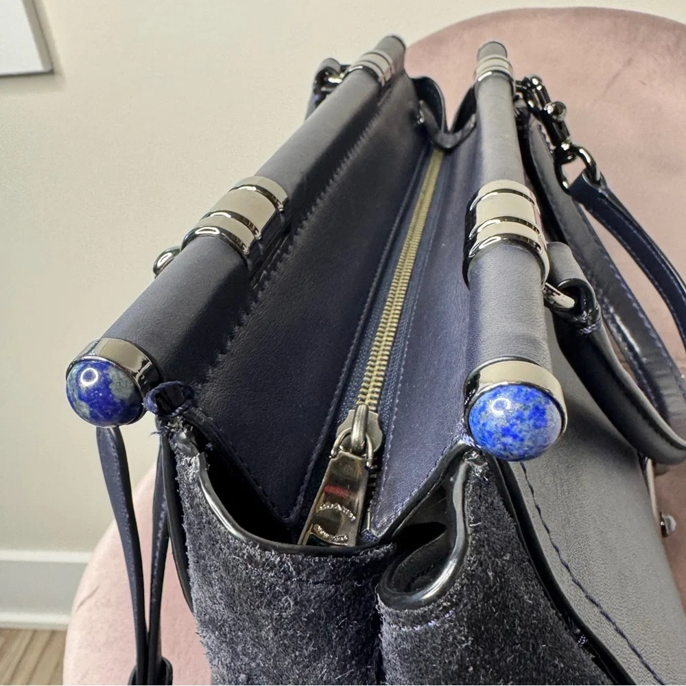 Coach Drifter Carryall Navy Snake Embossed Leather 2016 Gunmetal Hardware - Picture 5 of 15